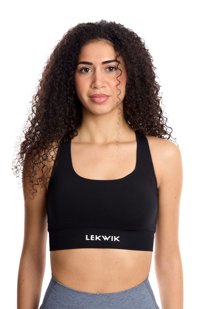 Top sportivo INES intrecciato nero